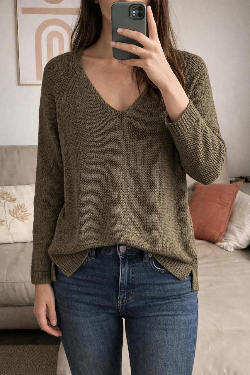 Khaki H&M sweater – the perfect bohemian & trendy basic Size M – photo 2